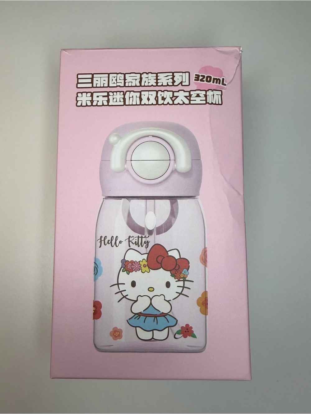 Hello Kitty Pink Clear Floral Water Bottle 320ml